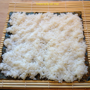 Sushi Rice on Nori Sheet