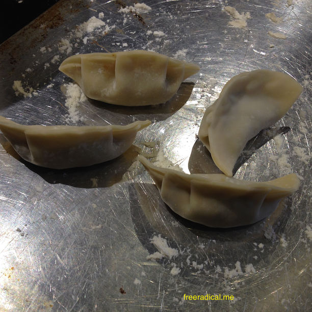 Potstickers, ready to be cooked