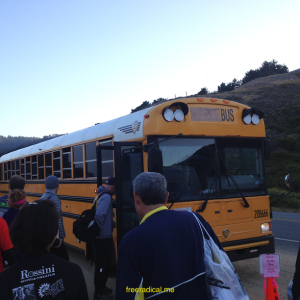 Boarding the bus to the starting point